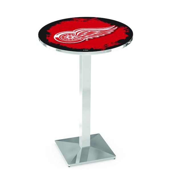 Holland Bar Stool Co 36" Chrome Detroit Red Wings Pub Table - L217C3628DETRED