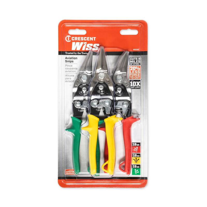 Crescent Wiss Straight, Left, and Right Cut Compound Action Aviation Snip Set (3-Piece) - M123R