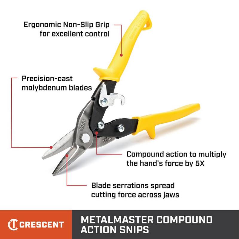 Crescent Wiss Straight, Left, and Right Cut Compound Action Aviation Snip Set (3-Piece) - M123R