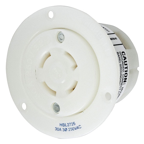 Hubbell 30A Flanged Twist-Lock Receptacle 3P 4W 250VAC - HBL2726