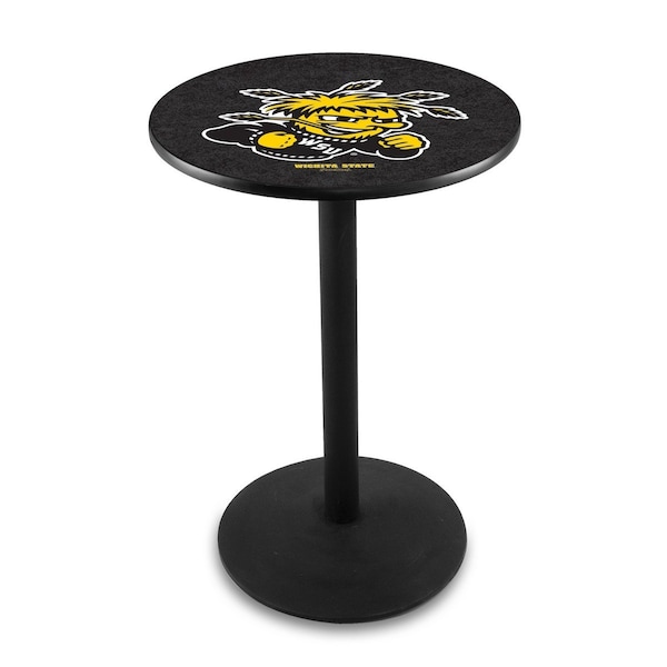 Holland Bar Stool Co 36" Blk Wrinkle Wichita State Pub Table, 36" dia. Top - L214B3636WICHST
