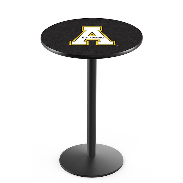 Holland Bar Stool Co 36" Blk Wrinkle Appalachian State Pub Table, 36" dia. Top - L214B3636APPSTU