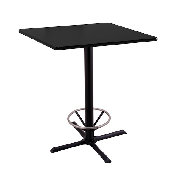 Holland Bar Stool Co 42" 211 Black Table, 36" x 36" Square Top, Foot Ring - 211-3042BW36SQFTRG