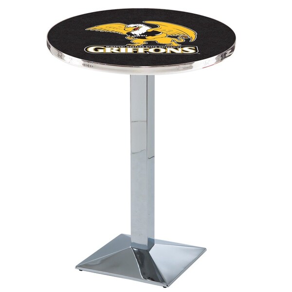 Holland Bar Stool Co 36" Chrome Missouri Western State Pub Table, 36" dia. Top - L217C3636MOWST