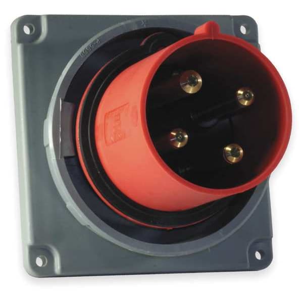 Hubbell IEC Pin and Sleeve Inlet, 100A, 480V, Red - HBL4100B7W