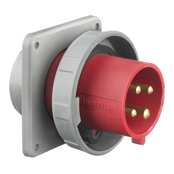 Hubbell IEC Pin and Sleeve Inlet, 100A, 480V, Red - HBL4100B7W