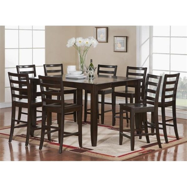 East West Furniture East West Furniture FAIR9-CAP-W 9 Piece Counter Height Set- Square Table and 8 Counter Height Chairs - FAIR9-CAP-W