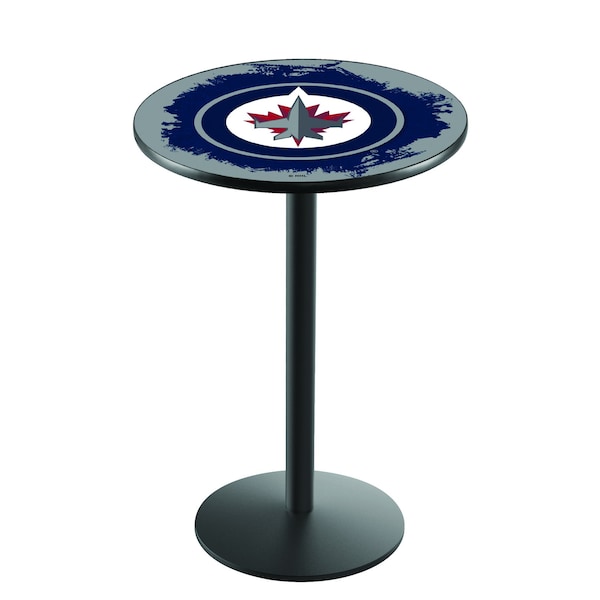 Holland Bar Stool Co 36" Blk Wrinkle Winnipeg Jets Pub Table - L214B3628WINJET