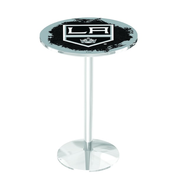 Holland Bar Stool Co 36" Chrome Los Angeles Kings Pub Table - L214C3628LAKING