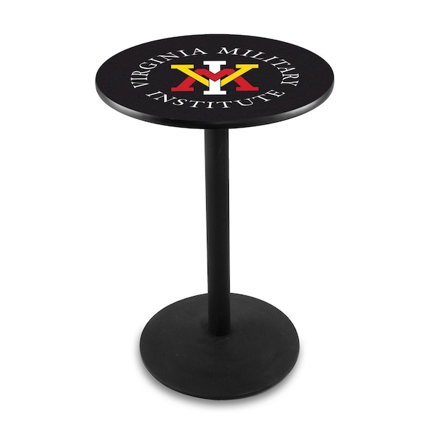 Holland Bar Stool Co 36" Blk Wrinkle Virginia Military Institute Pub Table, 36" dia. Top - L214B3636VAMILI