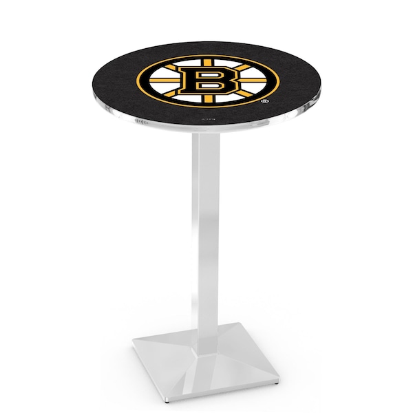 Holland Bar Stool Co 36" Chrome Boston Bruins Pub Table, 36" dia. Top - L217C3636BOSBRU