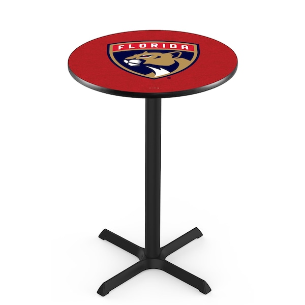 Holland Bar Stool Co 36" Blk Wrinkle Florida Panthers Pub Table, 36" dia. Top - L211B3636FLAPAN