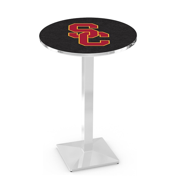 Holland Bar Stool Co 36" Chrome USC Trojans Pub Table, 36" dia. Top - L217C3636SOUCAL