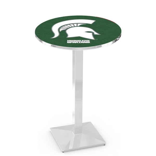 Holland Bar Stool Co 36" Chrome Michigan State Pub Table, 36" dia. Top - L217C3636MICHST