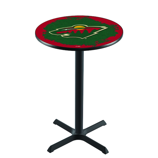 Holland Bar Stool Co 36" Blk Wrinkle Minnesota Wild Pub Table - L211B3628MINWLD