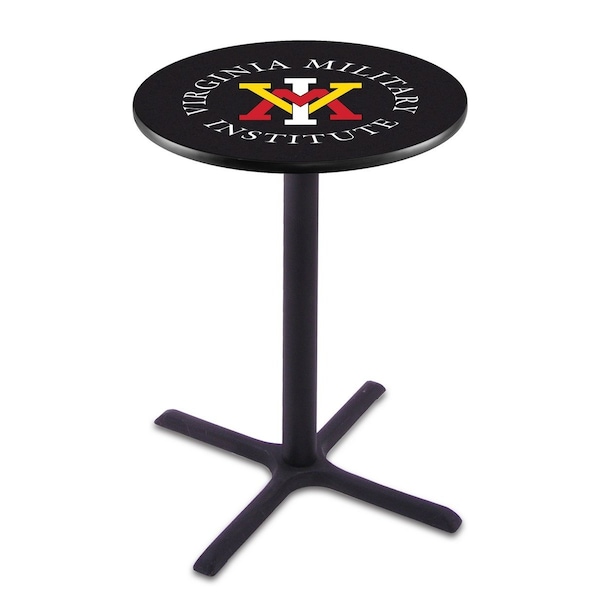 Holland Bar Stool Co 42" Blk Wrinkle Virginia Military Institute Pub Table, 36" dia. Top - L211B4236VAMILI