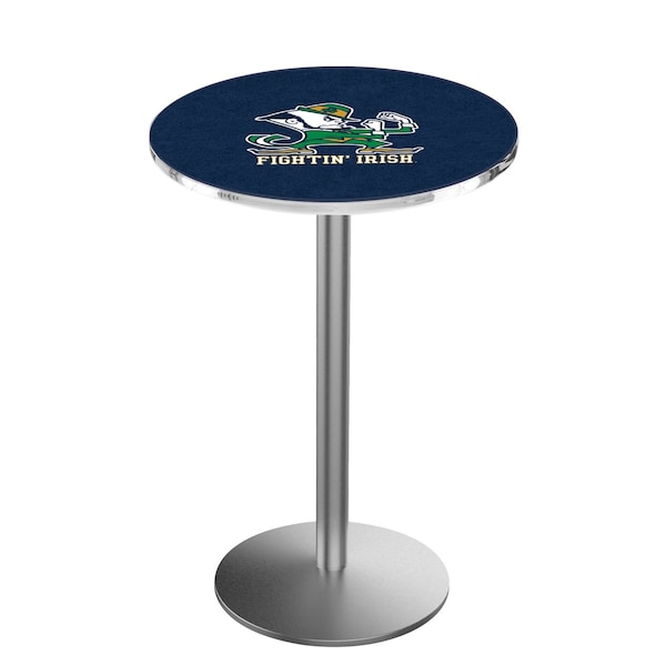 Holland Bar Stool Co 42" Stainless Steel Notre Dame Leprechaun Pub Table, 36" dia. Top - L214S4236ND-LEP