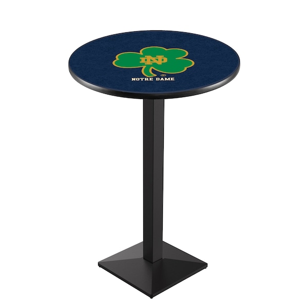 Holland Bar Stool Co 36" Blk Wrinkle Notre Dame Shamrock Pub Table, 36" dia. Top - L217B3636ND-SHM