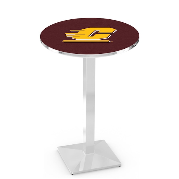 Holland Bar Stool Co 42" Chrome Central Michigan Pub Table, 36" dia. Top - L217C4236CENMIC