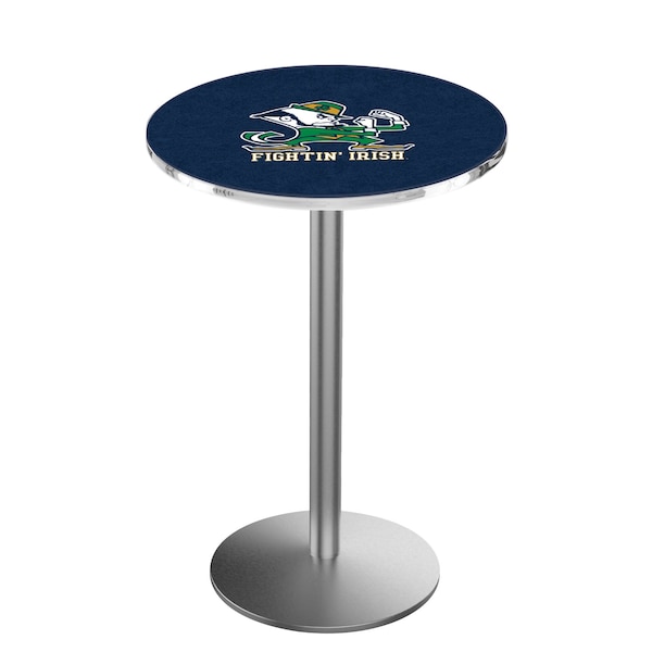 Holland Bar Stool Co 36" Stainless Steel Notre Dame Leprechaun Pub Table - L214S3628ND-LEP