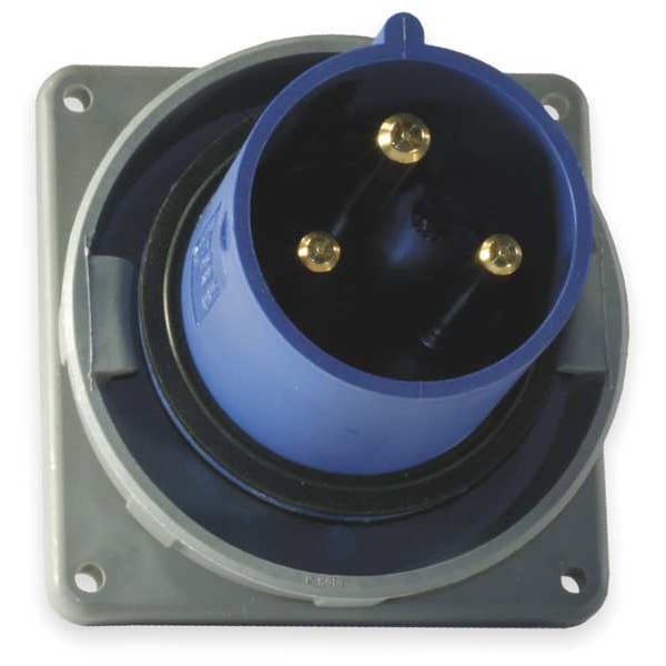 Hubbell IEC Pin and Sleeve Inlet, 60A, 250V, Blue - HBL360B6W