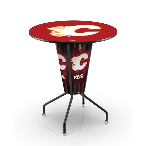 Holland Bar Stool Co Lighted 42" Black Calgary Flames Pub Table - L218B42CALFLA36RCALFLA