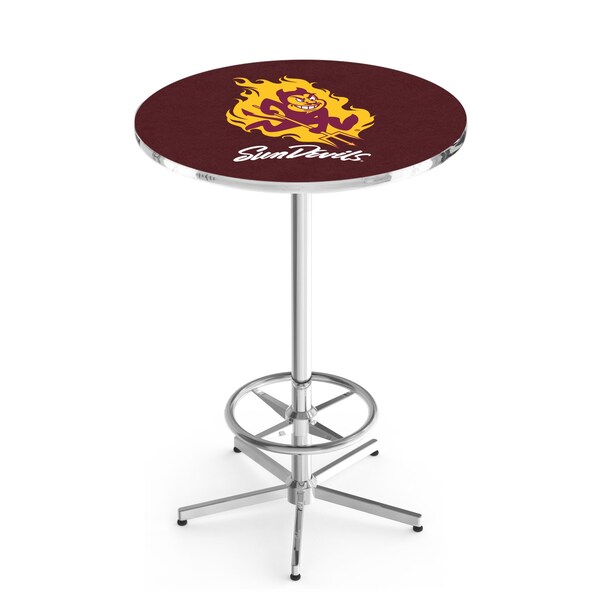 Holland Bar Stool Co 42" Chrome Arizona State Pub Table, Sparky Logo - L216C4228ARIZST-S