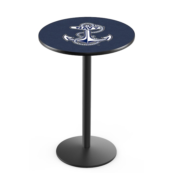 Holland Bar Stool Co 36" Blk Wrinkle US Naval Academy NAVY Pub Table - L214B3628USNAVA