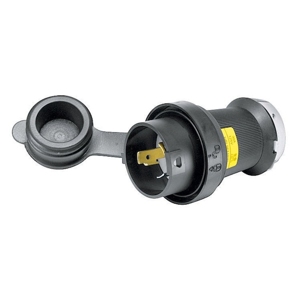 Hubbell 30A Watertight Twist-Lock Plug 2P 3W 125VAC L5-30P BK/WT - HBL2611SW