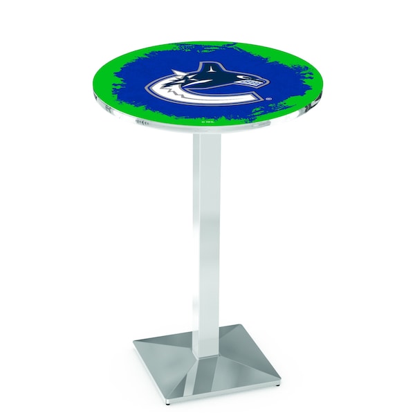 Holland Bar Stool Co 42" Chrome Vancouver Canucks Pub Table - L217C4228VANCAN