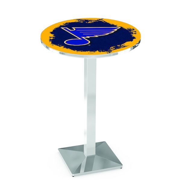 Holland Bar Stool Co 42" Chrome St Louis Blues Pub Table - L217C4228STLBLU