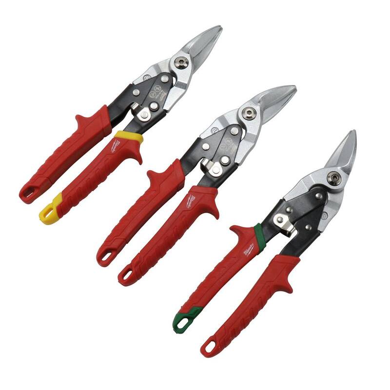 Milwaukee Left, Right, and Straight Aviation Snips Set (3-Pack) - 48-22-4533