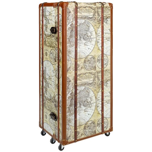Design Toscano Italian-Style World Map Cocktail Bar Steamer Trunk - WL4001