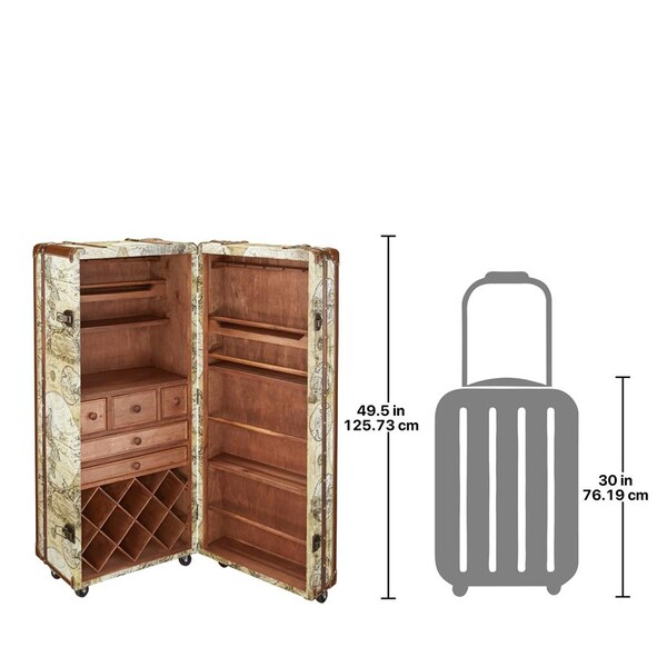 Design Toscano Italian-Style World Map Cocktail Bar Steamer Trunk - WL4001
