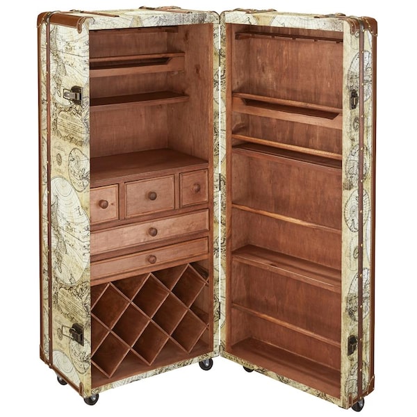 Design Toscano Italian-Style World Map Cocktail Bar Steamer Trunk - WL4001