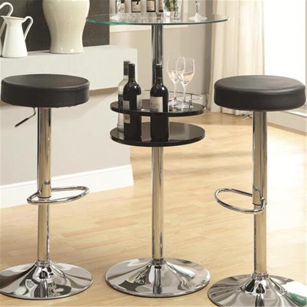 Coaster Coaster 120715 Bar Units and Bar Tables Black Bar Table with Tempered Glass Top and Storage - 120715