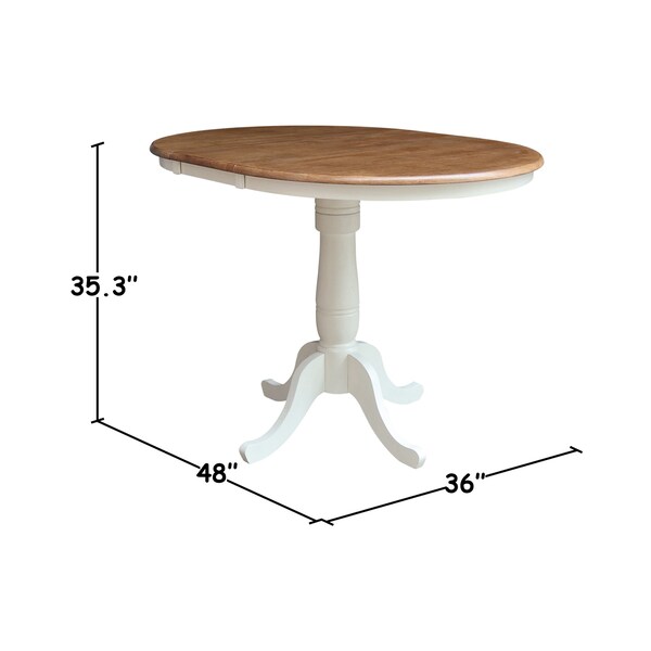 Whitewood Industries Rectangular Fixed Top Extension Pedestal Dining Table, 35.3 in L, 36 in W, 48 in H, Parawood Top - K79-36RXT-6B