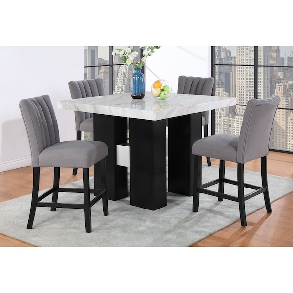 Global Furniture Usa Transitional Velvet D04 White Bar Table + D8685Bs Grey - 4510