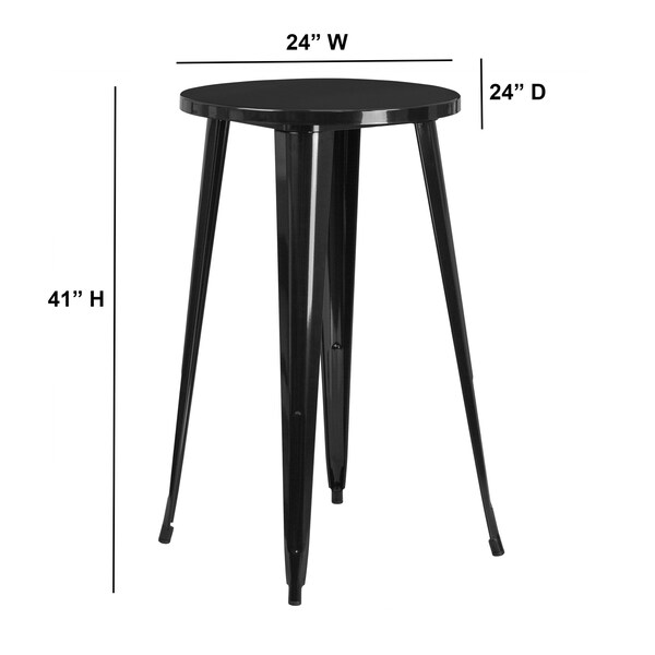 Flash Furniture Round 24" L, 24" W, 41" H, Galvanized Steel, Rubber Top, Black - CH-51080-40-BK-GG