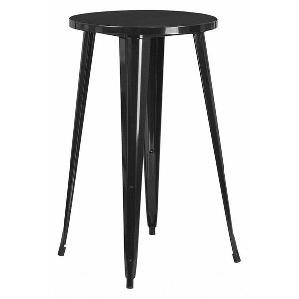 Flash Furniture Round 24" L, 24" W, 41" H, Galvanized Steel, Rubber Top, Black - CH-51080-40-BK-GG