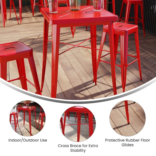 Flash Furniture Square 27-3/4" W, 40" H, Red - CH-31330-RED-GG