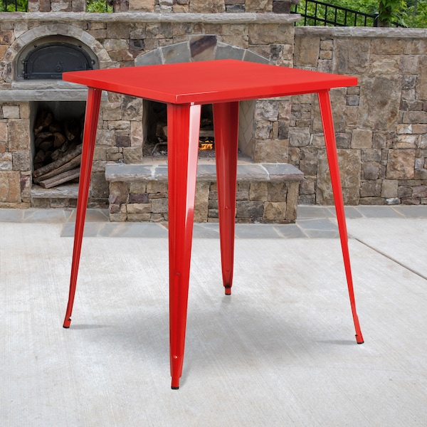Flash Furniture Square 33.25" L, 33.25" W, 40.75" H, Metal Top, Red - CH-51040-40-RED-GG