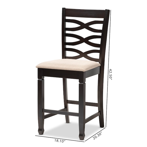 Baxton Studio Lanier Sand Upholstered Espresso Finished Wood Pub Chair, PK2 - 153-9599
