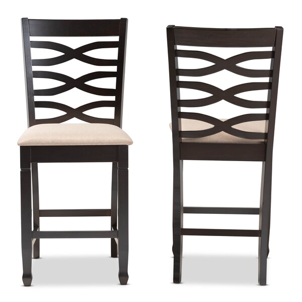 Baxton Studio Lanier Sand Upholstered Espresso Finished Wood Pub Chair, PK2 - 153-9599