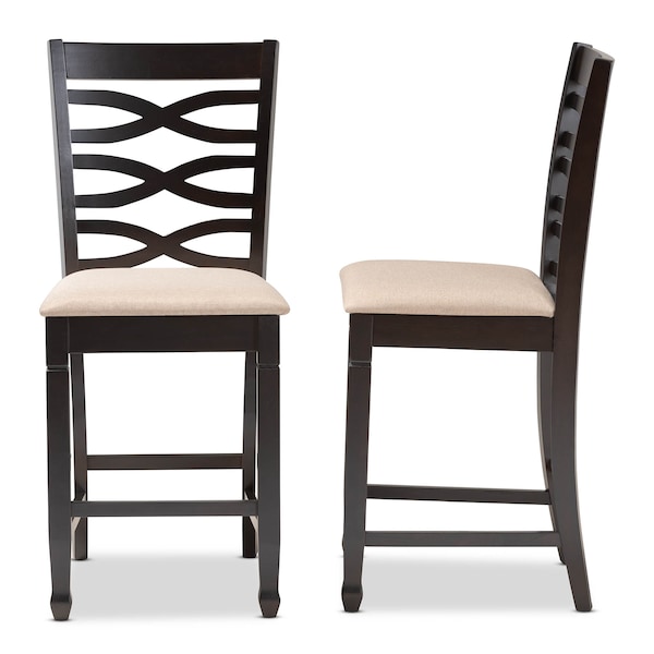 Baxton Studio Lanier Sand Upholstered Espresso Finished Wood Pub Chair, PK2 - 153-9599