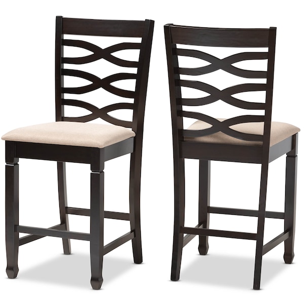 Baxton Studio Lanier Sand Upholstered Espresso Finished Wood Pub Chair, PK2 - 153-9599