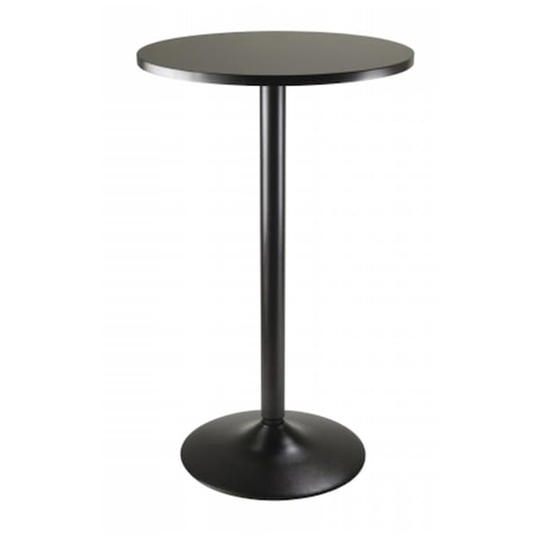 Winsome Trading Pub Table Round Black MDF Top with Black leg and base - 20123