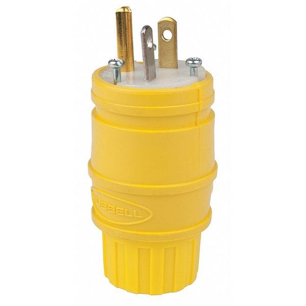 Hubbell 3 Wire Watertight Straight Blade Plug 125VAC 20A - HBL14W33