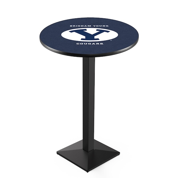 Holland Bar Stool Co 42" Blk Wrinkle Brigham Young Pub Table, 36" dia. Top - L217B4236BRIGYN