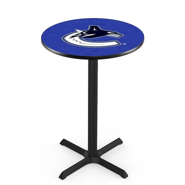 Holland Bar Stool Co 42" Blk Wrinkle Vancouver Canucks Pub Table, 36" dia. Top - L211B4236VANCAN